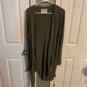 long army green hooded sweater.